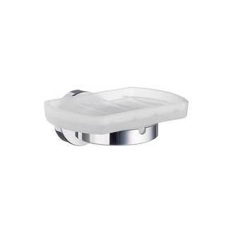 Smedbo HK342 Wall Mounted Frosted Glass Soap Dish with Polished Chrome Holder from the Home Collection